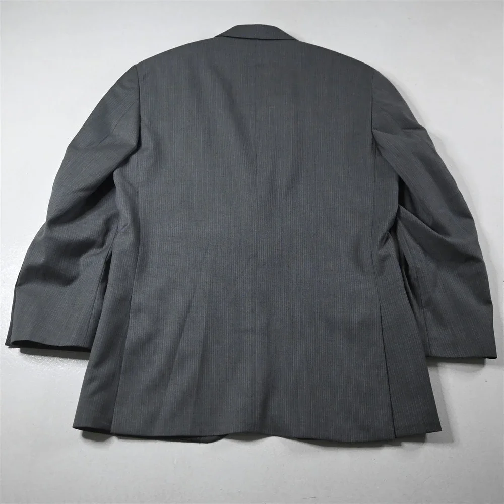 Kenneth Cole 38S 32x30 Gray Striped 100% Wool Mens Jacket Pants Suit - Picture 7 of 12